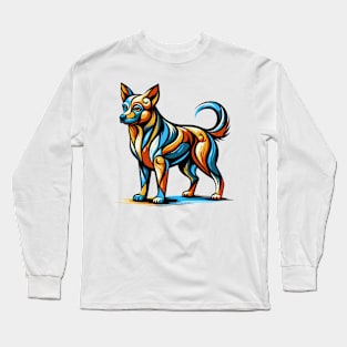 Pop art dog illustration. cubism illustration of a dog Long Sleeve T-Shirt